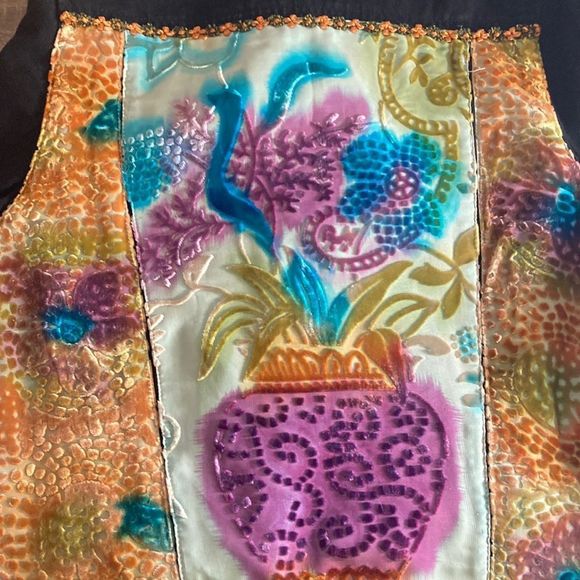 Y2K Taylor G Dallas Texas Denim Stretch Small Womens Jacket w/ Colorful designs - Picture 8 of 8